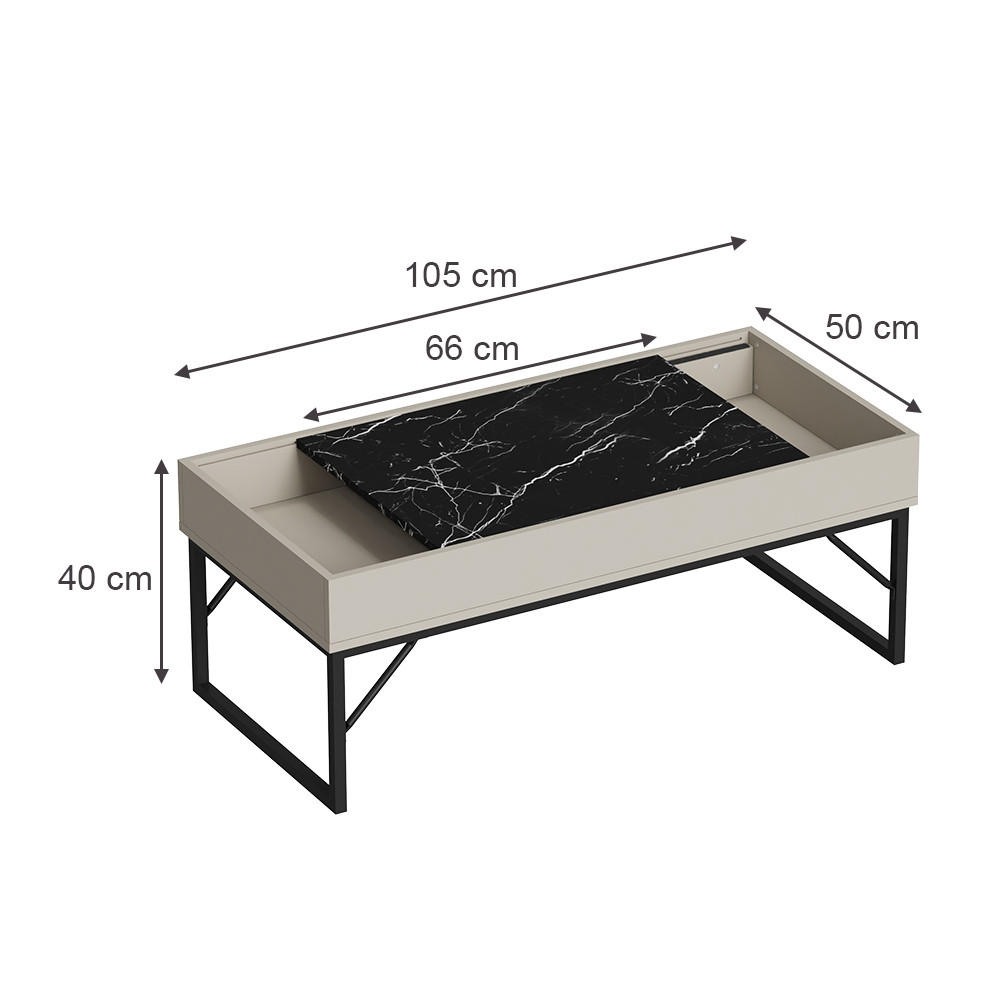 COUCHTISCH Lunero Creme-Weiß 105 x 50 cm - Weiß Hochglanz/Creme, Holzwerkstoff (50/105/40cm) - Vicco