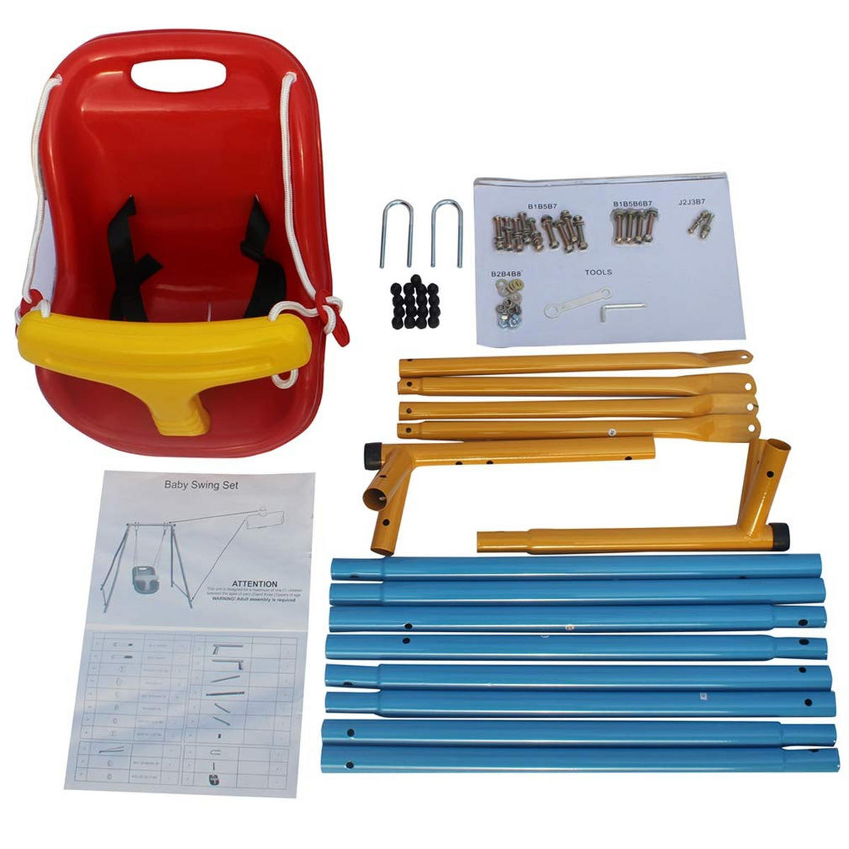 BABYSCHAUKEL mit Schaukelgestell Outdoor/Indoor - Blau, Metall (112/112cm)