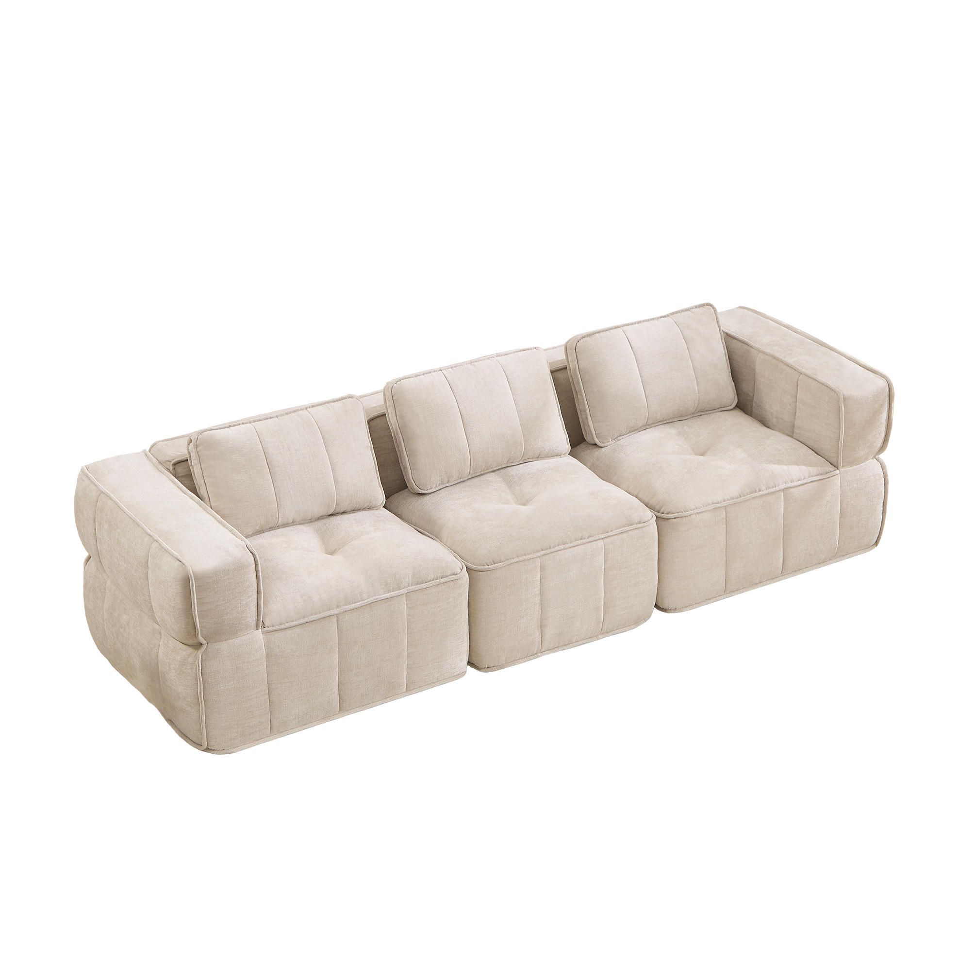 SOFA modular mit rahmenlosem Design Polyester Beige - Beige, Textil (217/67/93cm) - IVMEU