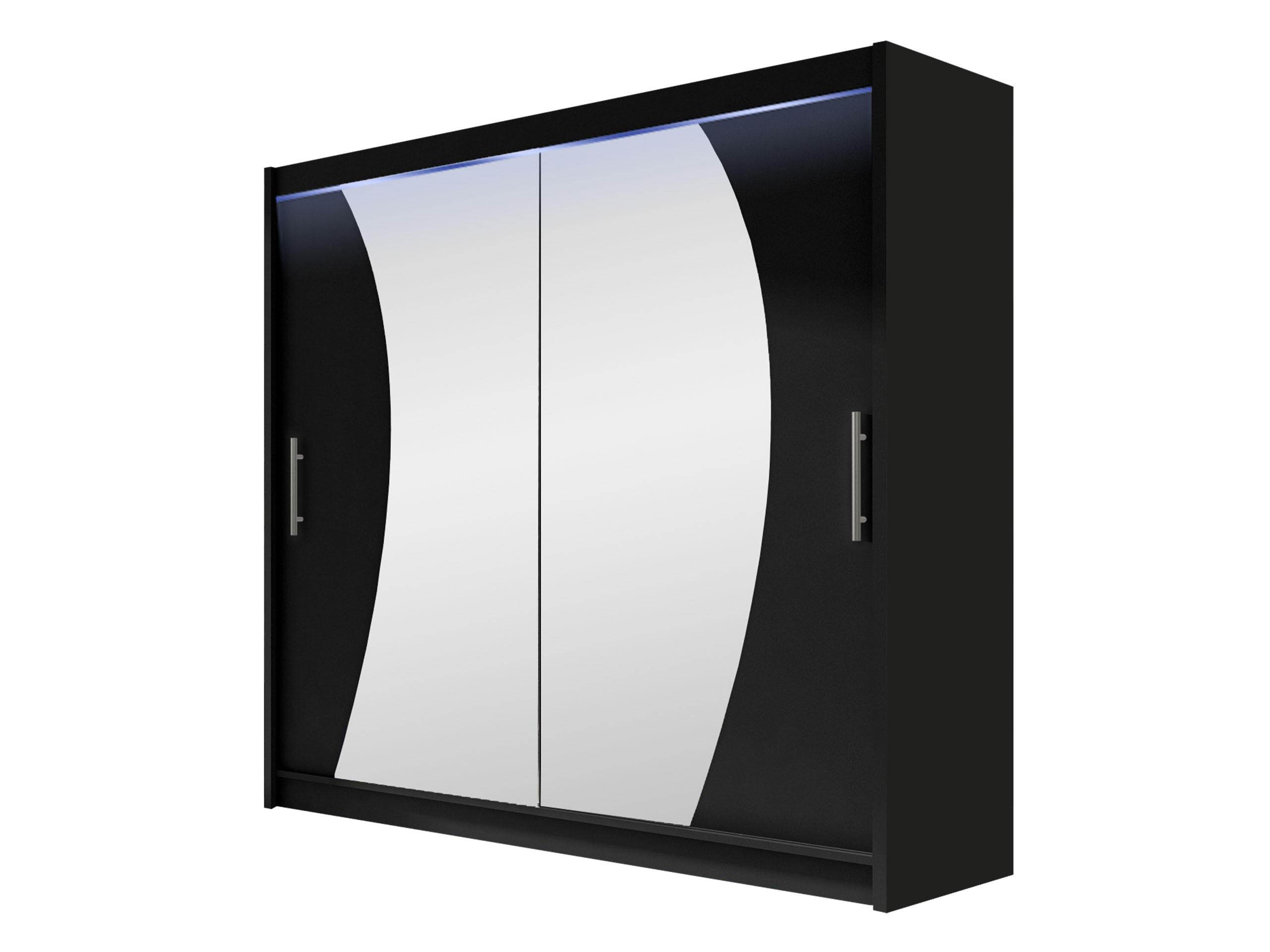 KLEIDERSCHRANK London IX, mit RGB LED Beleuchtung - Silberfarben/Schwarz, Holzwerkstoff/Kunststoff (180/215/58cm) - MIRJAN24