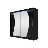 KLEIDERSCHRANK London IX, mit RGB LED Beleuchtung - Silberfarben/Schwarz, Holzwerkstoff/Kunststoff (180/215/58cm) - MIRJAN24