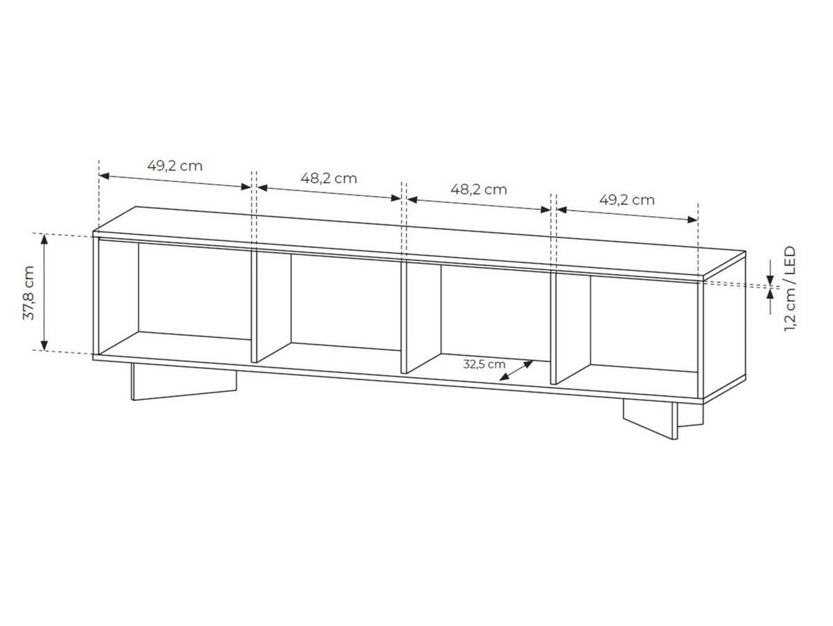 RTV-SCHRANK DEMI Cappuccino, Viertürig TV-Tisch mit und LED-Beleuchtung - Cappuccino, Holzwerkstoff (204/54/40cm) - Bettso