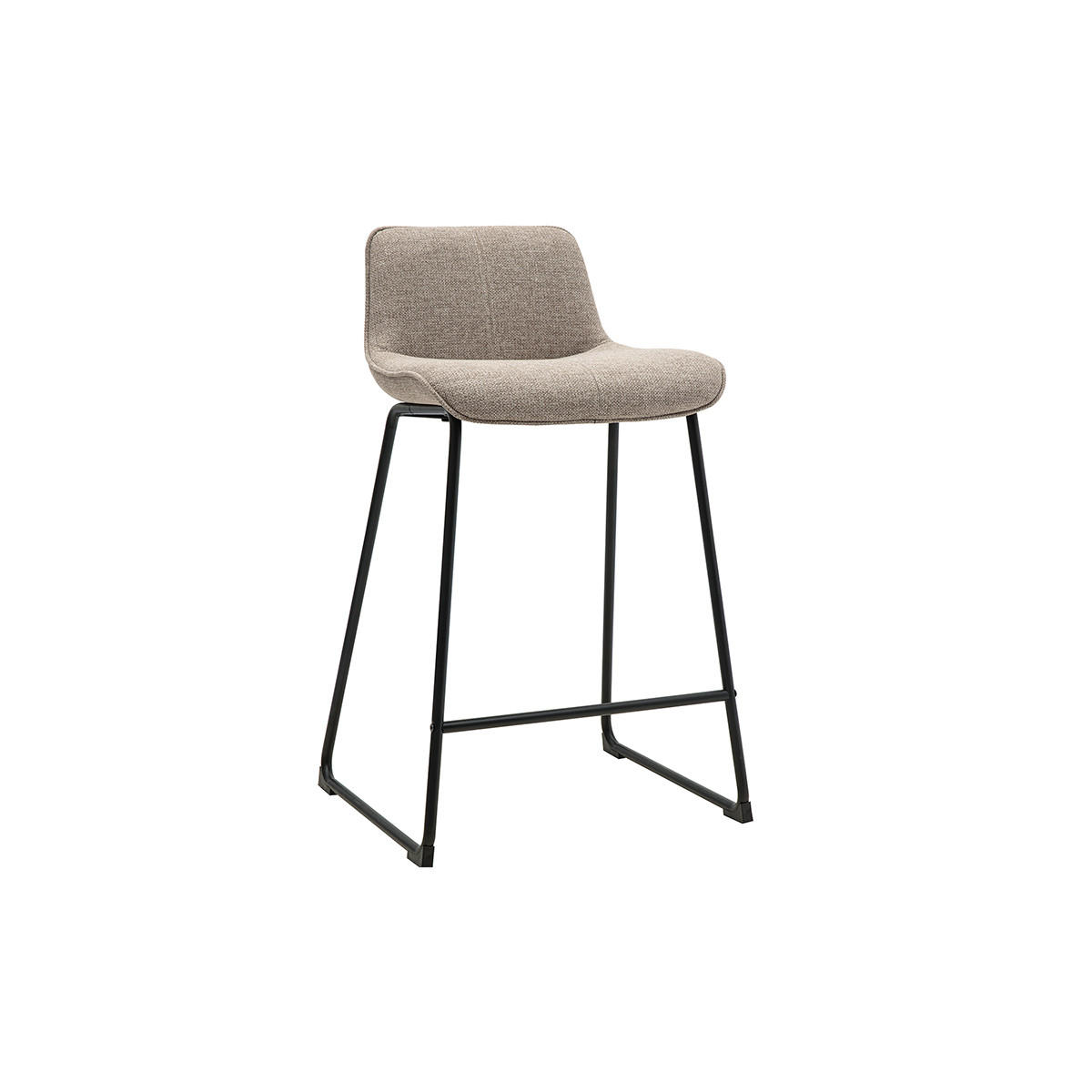 BARHOCKER aus taupefarbenem Stoff und schwarzem Metall H65 cm (2er Set) BOOST - Taupe, Textil (45/82.5/49.5cm) - Miliboo