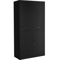 AKTENSCHRANK ,180 x 80 x 40 cm,schwarz/schwarz - Schwarz, Metall (40/180/80cm) - tectake