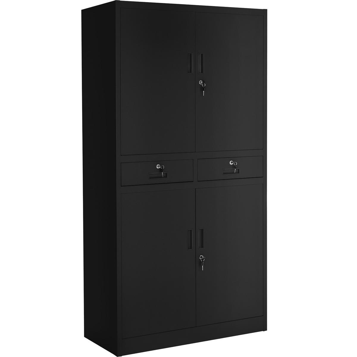 AKTENSCHRANK ,180 x 80 x 40 cm,schwarz/schwarz - Schwarz, Metall (40/180/80cm) - tectake