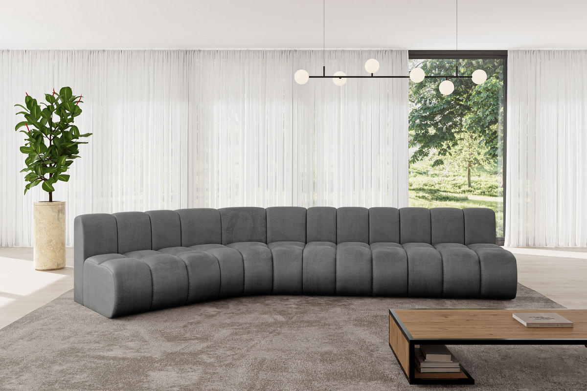 ECKSOFA modulares Sofa Montra-L2 - 381x174x70 cm Dunkelgrau - Dunkelgrau, Holzwerkstoff/Textil (381/174cm) - ALTDECOR