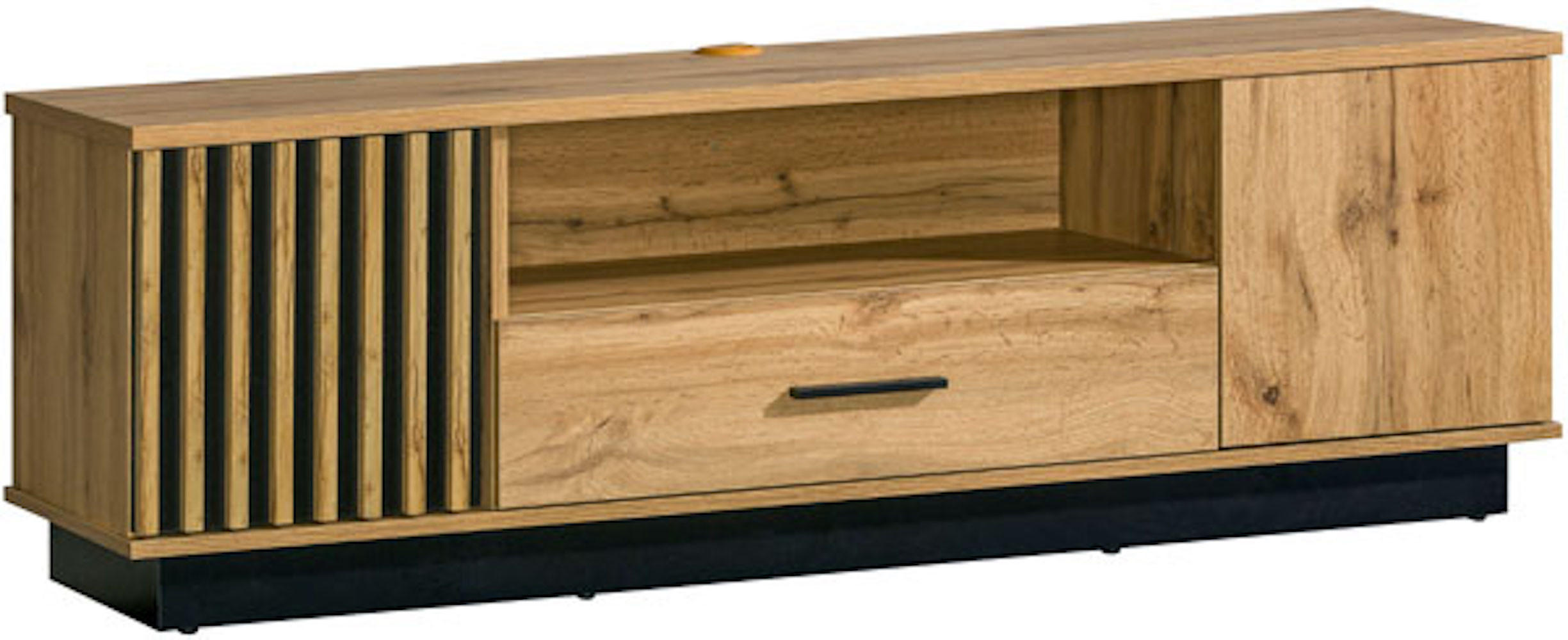 LOWBOARD Lamia LA7 Wotan Eiche / schwarz 155 / 40 / 50cm - Eiche Wotan/Schwarz, Holz/Holzwerkstoff (155/50/40cm) - Feldmann-Wohnen