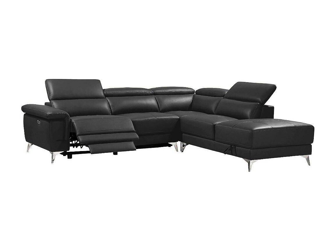 RELAXSOFA - 5 Personen - leder - anthrazitgrau Pascaline - Anthrazit, Leder/Metall (277/78/244cm) - Vente-Unique