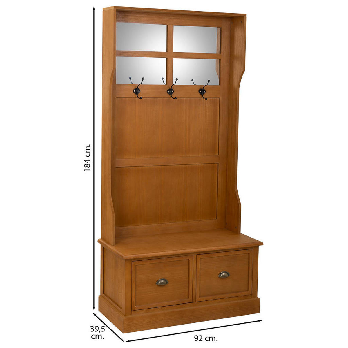 GARDEROBENBANK aus Holz, 92x39,5x184 cm, braun - Braun, Holz (92/184/39.5cm) - Wanderlust