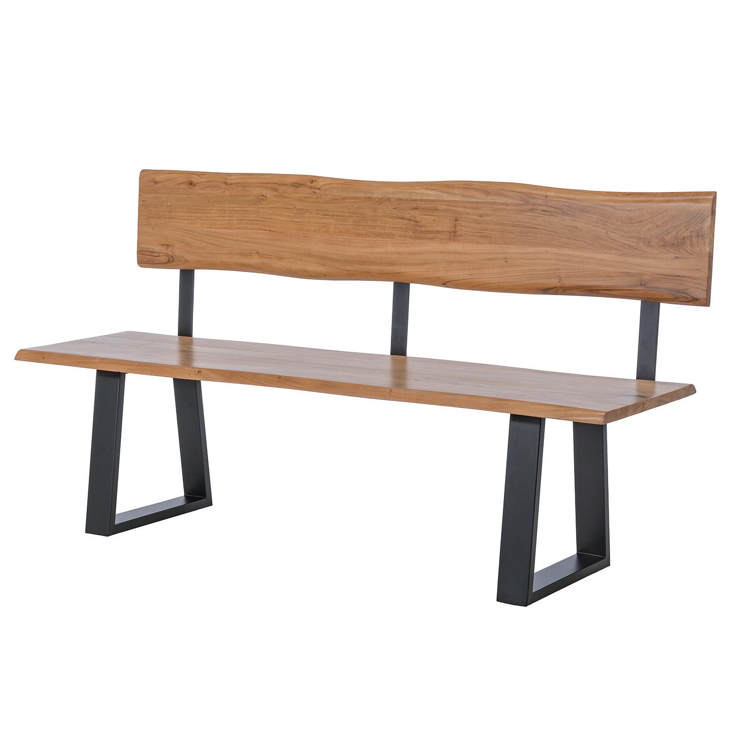 SITZBANK - Metall / Massivholz - Akazie Braun / Schwarz - Schwarz/Braun, Holz/Metall (160/85/50cm) - home24