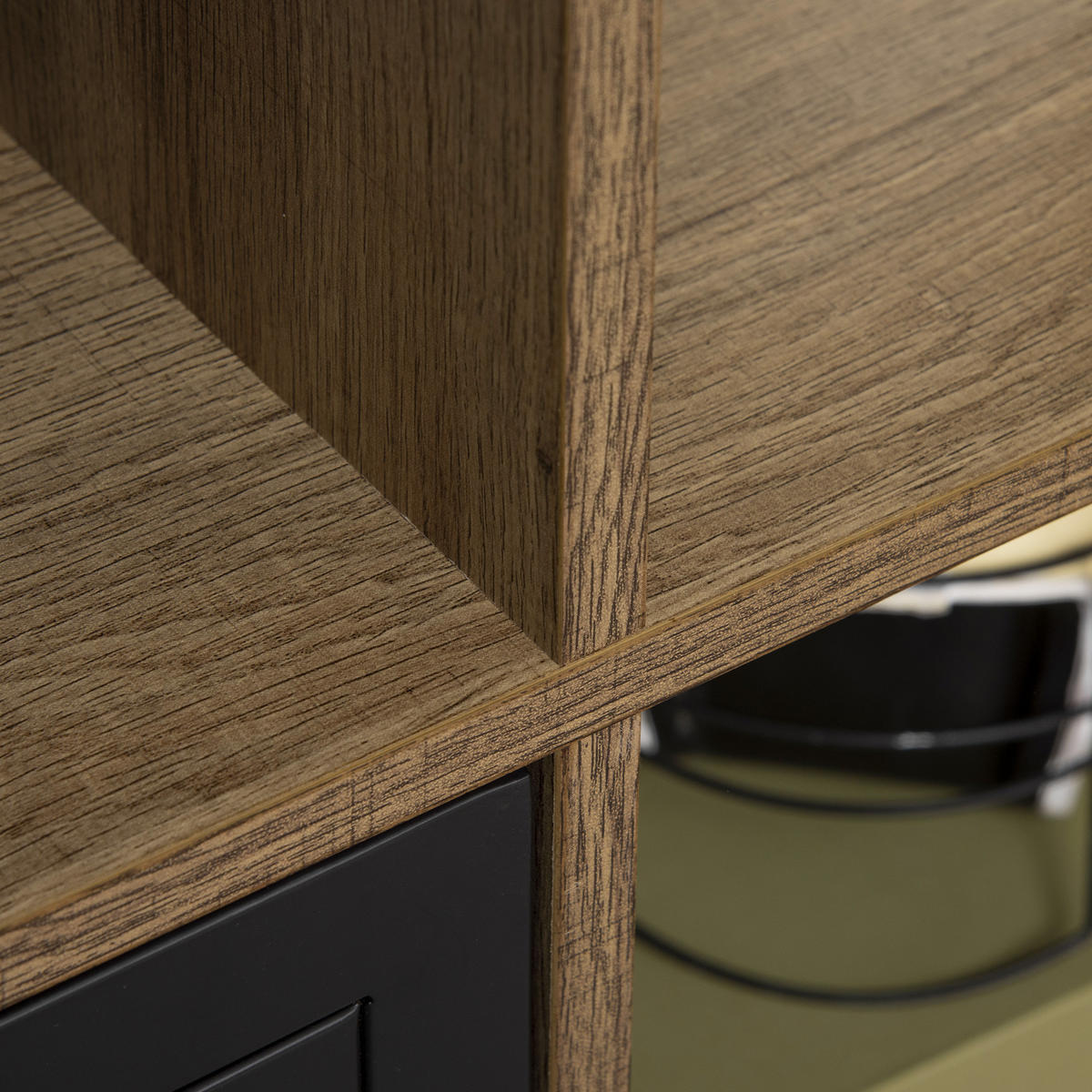 AKTENREGAL DE-14407 Industriedesign mit Metalltüren Schwarz/Holz - Braun, Holzwerkstoff (35/116.5/75cm) - ComfortXL