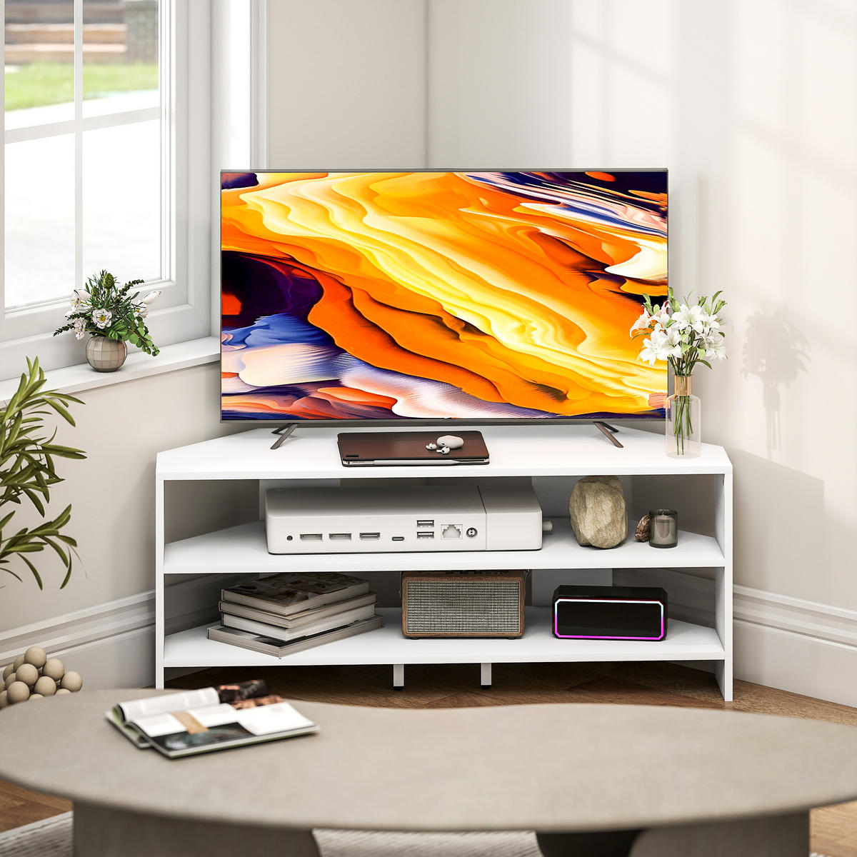 TV-MÖBEL Weiß 1 Stück - Weiß, Holzwerkstoff (110/45/36cm) - GiPP