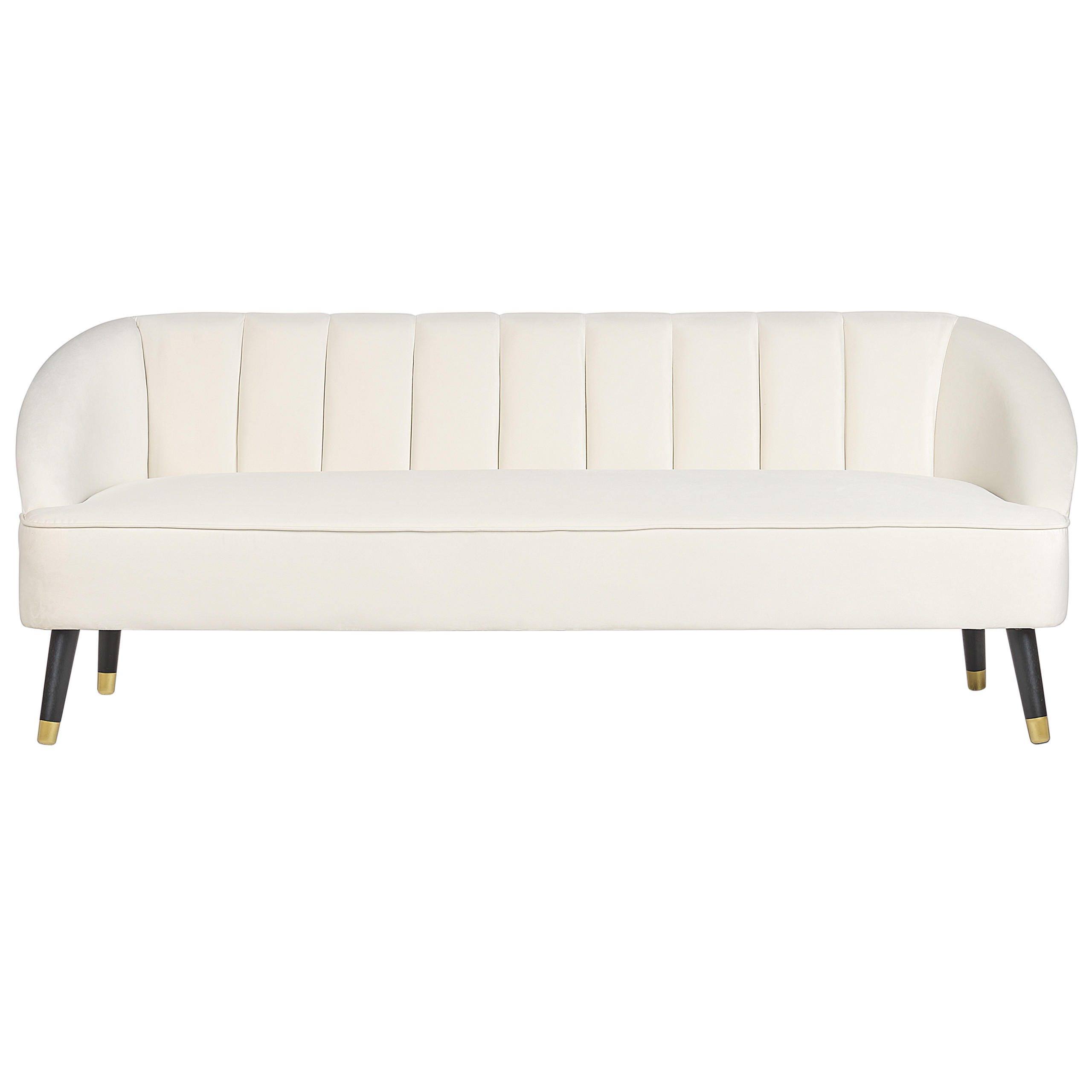 3-SITZER-SOFA Samtstoff cremeweiß Alsvag - Goldfarben/Schwarz, Textil (191/73/73cm) - Beliani