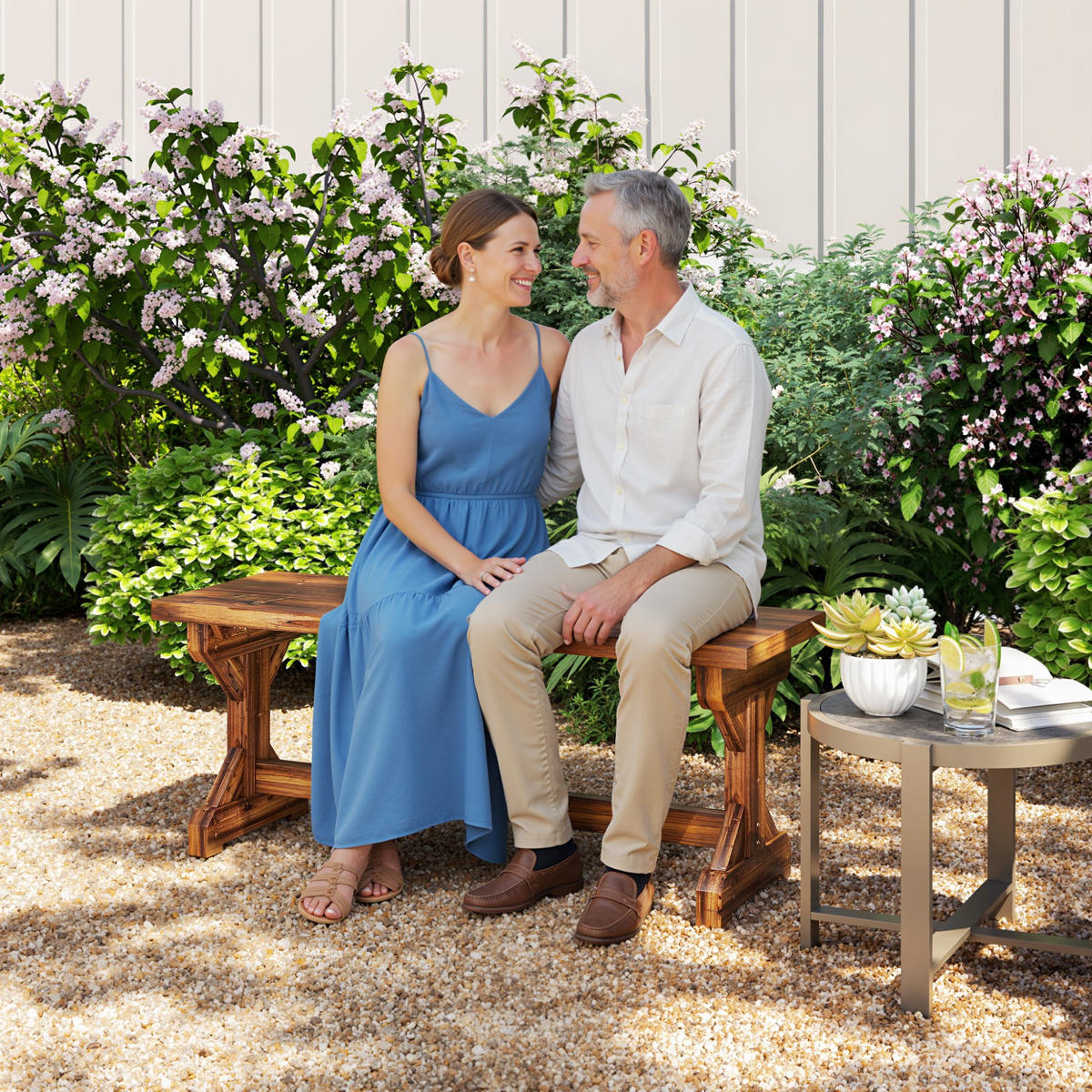 2-SITZER Gartenbank wetterfest Sitzbank aus Holz Parkbank mit X-Basis Verkohlt - Braun, Holz (40/46/114cm) - Outsunny