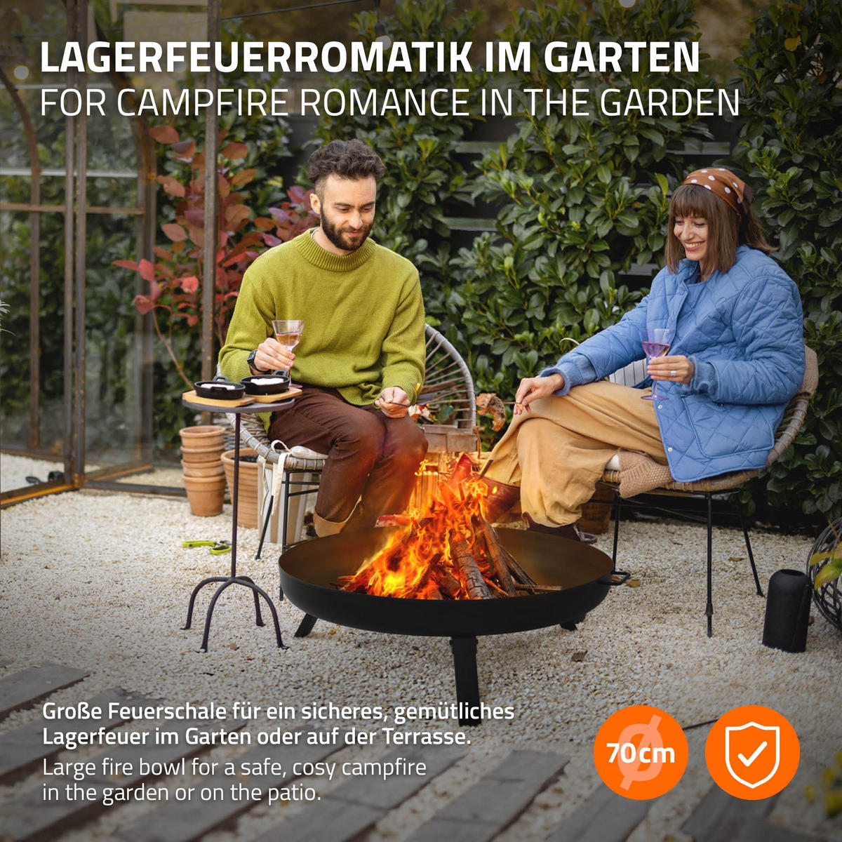 FEUERSCHALE - Schwarz, Metall (70/27/77.5cm) - ECD-Germany