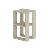 NACHTTISCH mit 2 regalböden, travertin-dekor - lonie 30/30/55 cm - Beige, Holzwerkstoff (30/55/70cm) - Calicosy