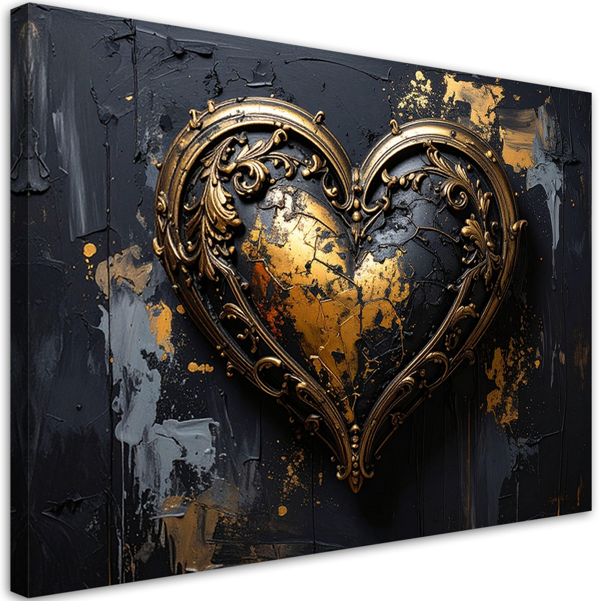 LEINWANDBILD Liebe 45x30cm - Goldfarben, Textil (45/30cm) - Feeby