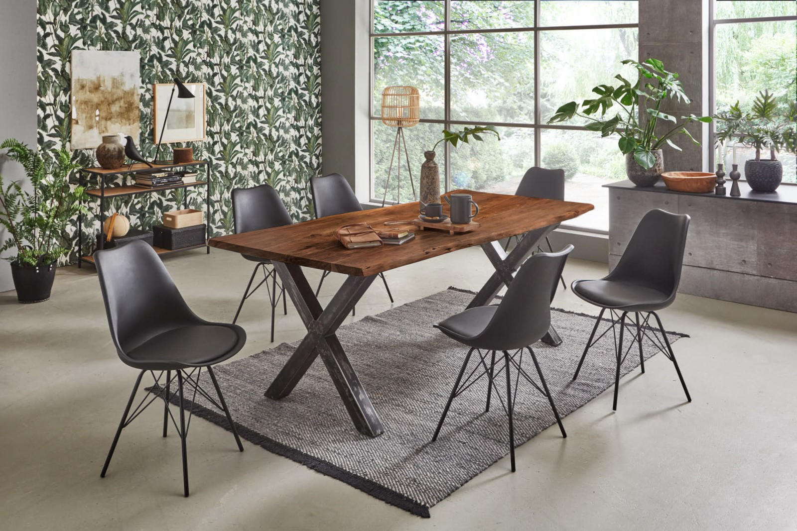 ESSTISCH FREDERIK - Schwarz/Braun, Holz/Metall (100/240/77cm) - SAM