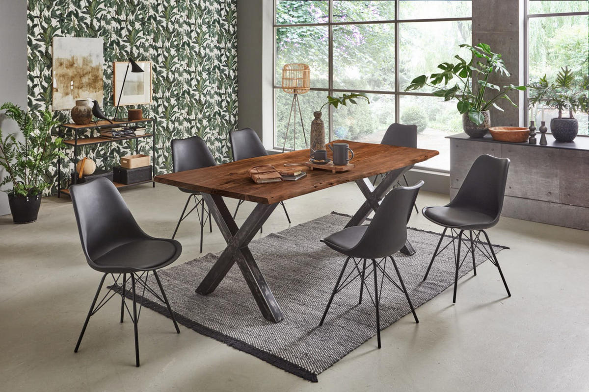 ESSTISCH FREDERIK - Schwarz/Braun, Holz/Metall (100/240/77cm) - SAM
