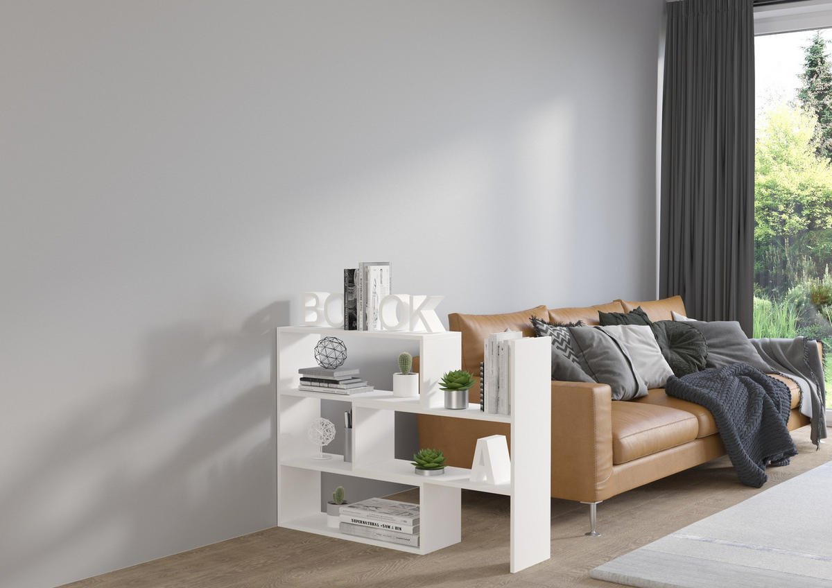 BÜCHERREGAL LORIS 125x24x83 cm, Regal Weiß - Weiß, Holzwerkstoff (125/83/24cm) - MASSENO