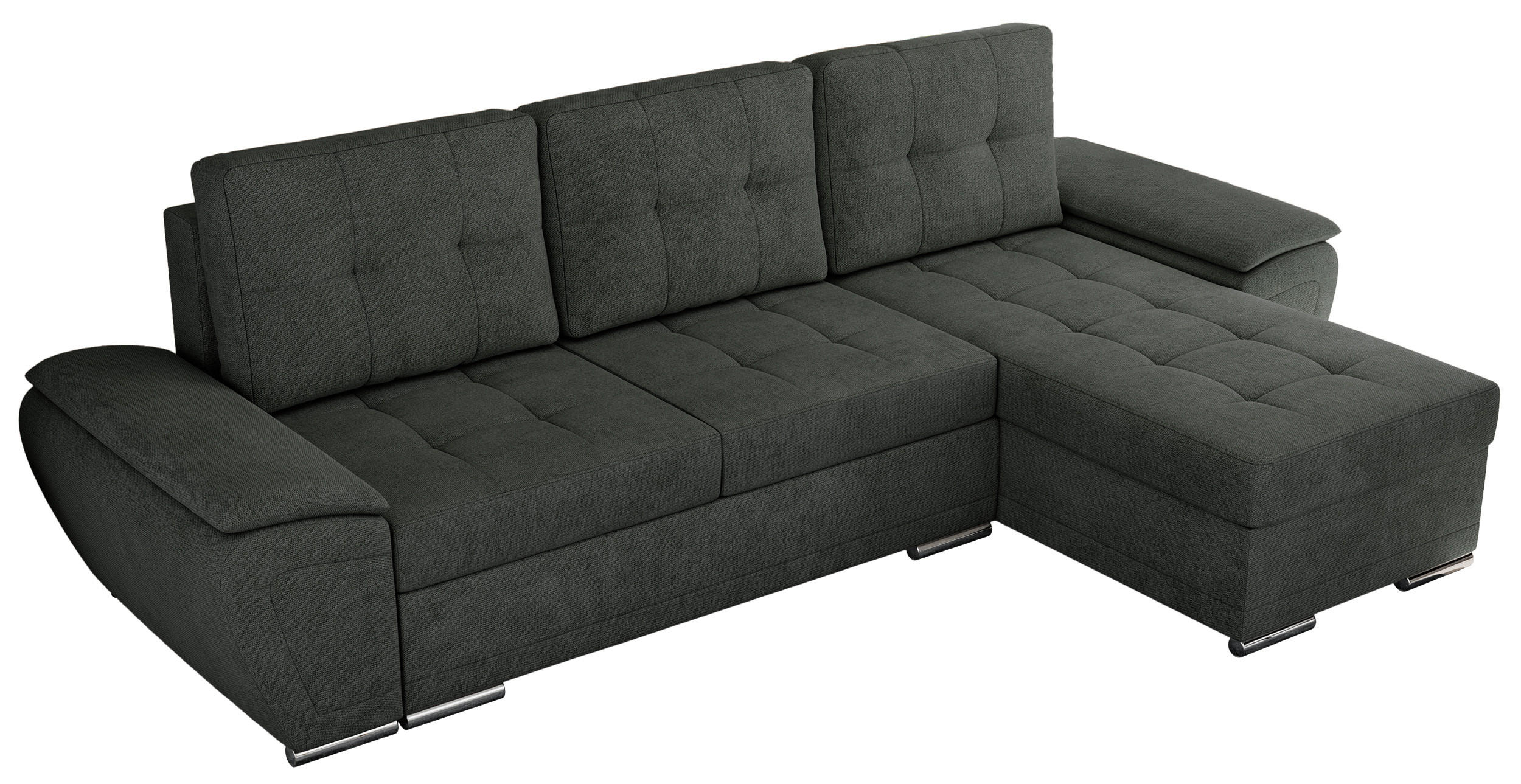 ECKSOFA UMBRIA L Dunkelgrau Stukture - Dunkelgrau/Grau, Textil (271/157cm) - MKS