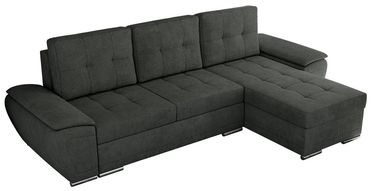 ECKSOFA UMBRIA L Dunkelgrau Stukture - Dunkelgrau/Grau, Textil (271/157cm) - MKS
