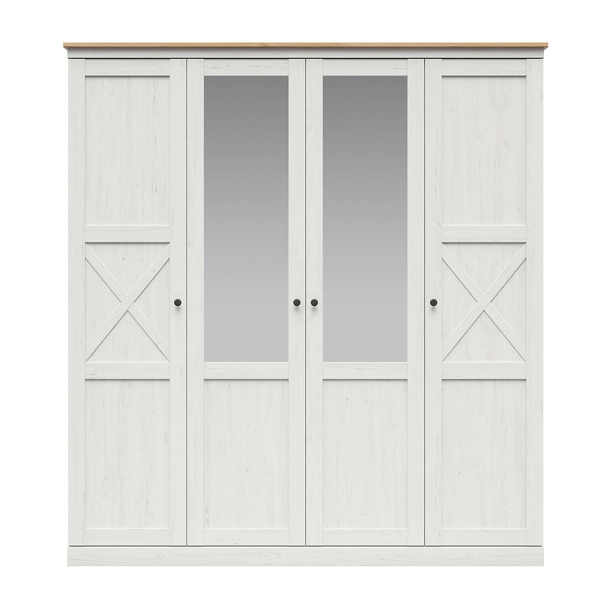 SKŘÍŇ 4DVEŘOVÁ Victoria Bílá a dřevo - bílá, kompozitní dřevo (203/220/58cm) - Petits-meubles