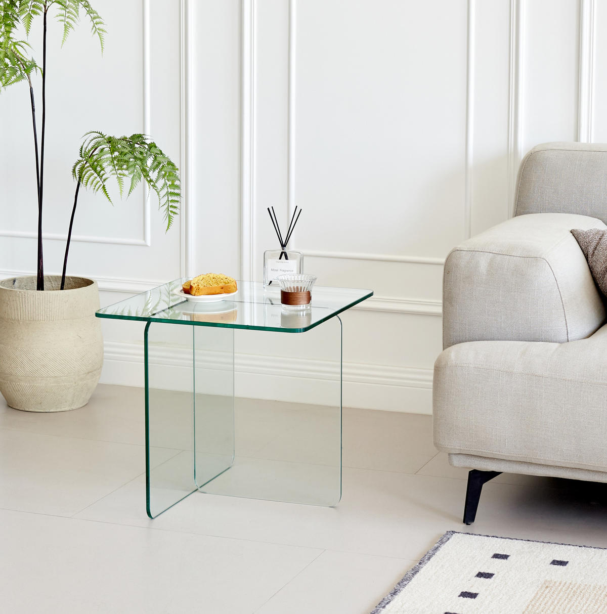 BEISTELLTISCH aus Temperglas 45x45x41 cm Transparent für Wohnzimmer und Außenbereich - Transparent, Glas (45/45/51cm) - IVMEU
