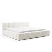 POLSTERBETT AMITY 200x200 cm in Creme, gepolstertes Kopfteil, Lattenrost, Bettkasten, Bouclé-Stoff - Creme/Naturfarben, Holz/Textil (200/200cm) - Muffo