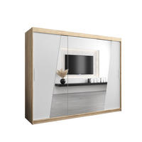 SCHWEBETÜRENSCHRANK 200/250/62 3-türig - Silberfarben/Weiß, Holz/Kunststoff (250/200/62cm) - Abiks Möbel