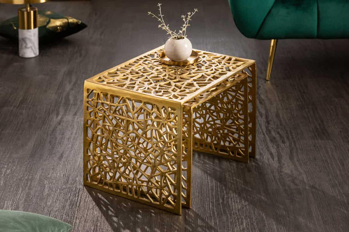 COUCHTISCH ABSTRACT Metall Gold 50 cm - Goldfarben, Metall (39/50/40cm) - riess-ambiente