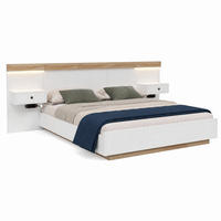 BETT mit 2 LED-Nachtkommoden 140x200 cm Holzwerkstoff Sonoma-Eiche/Weiß 3-tlg. - Weiß, Holz (140/200cm) - Meubliv