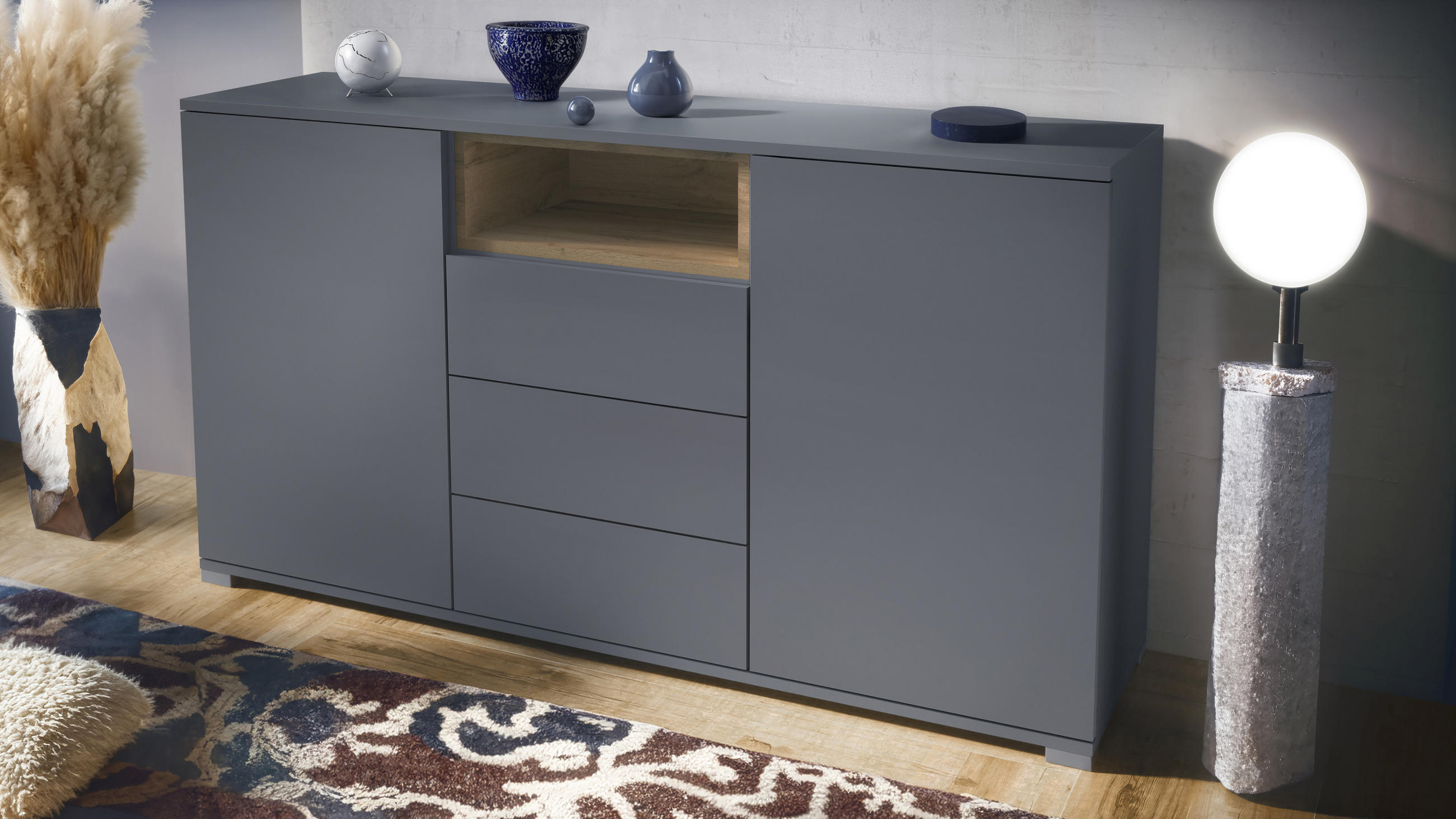 SIDEBOARD Skadu Eiche Evoke - Eiche San Remo, Holzwerkstoff (138.5/75.5/35cm) - Vladon