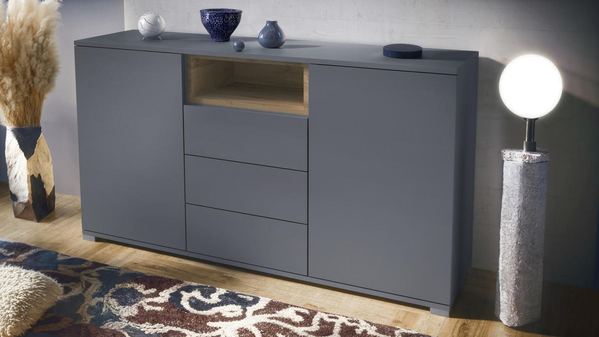 SIDEBOARD Skadu Eiche Evoke - Eiche San Remo, Holzwerkstoff (138.5/75.5/35cm) - Vladon