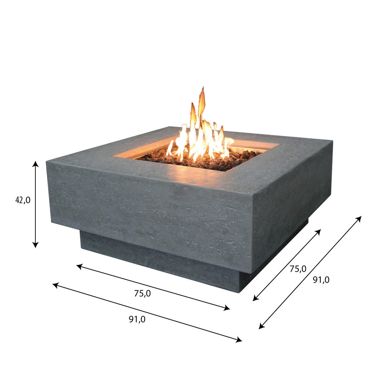FEUERSTELLE Raung in Beton-Optik grau aus Faserbeton - Grau, Stein (91/42/91cm) - Elementi