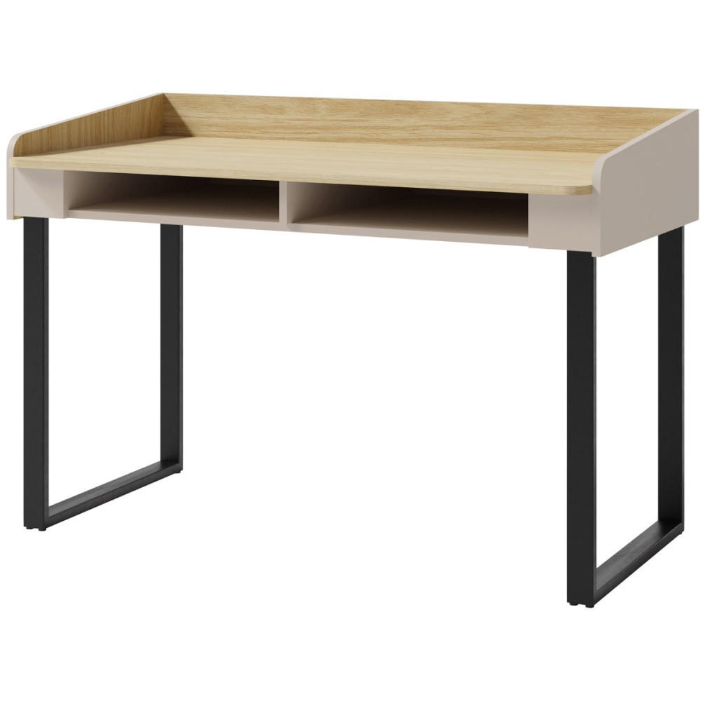 SCHREIBTISCH Alex für Jugenzimmer mit 2 offene Regale, Sandbeige - Beige/Schwarz, Holzwerkstoff/Metall (125/83/64.5cm) - Beautysofa