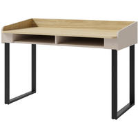 SCHREIBTISCH Alex für Jugenzimmer mit 2 offene Regale, Sandbeige - Beige/Schwarz, Holzwerkstoff/Metall (125/83/64.5cm) - Beautysofa