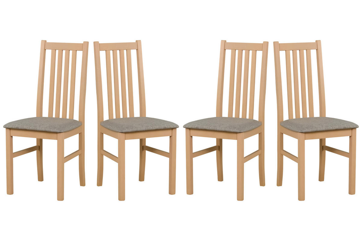 STUHL 4er ONTIKA 1, sonoma - Beige/Sonoma Eiche, Holz (43/94/40cm) - Leaf Design