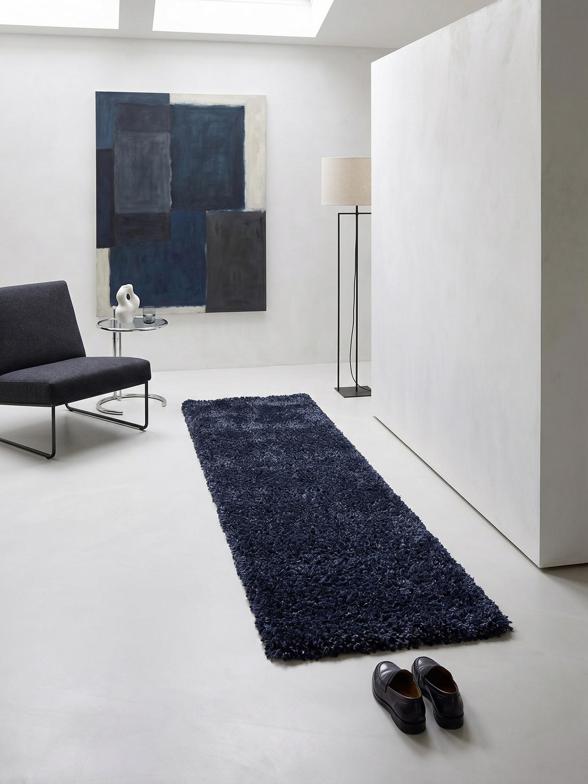 HOCHFLORTEPPICH RHEIN, einfarbig, aus Polypropylen, Marineblau, 80 x 150 cm - Blau, Textil (80/150cm) - KADIMA DESIGN
