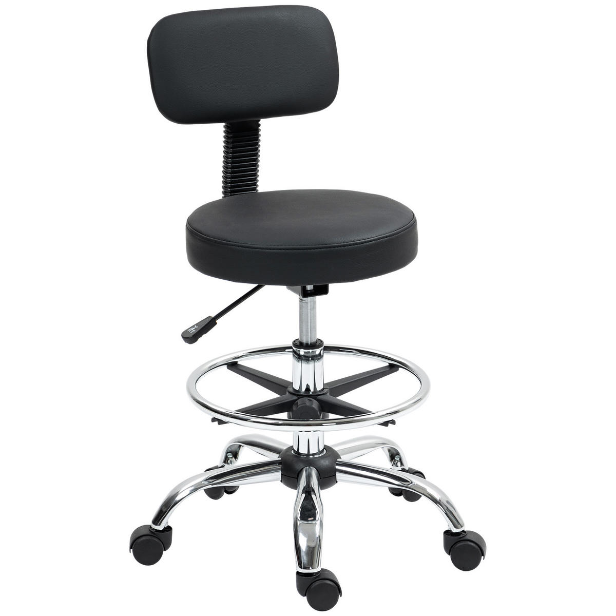 BÜROHOCKER DE-18031 höhenverstellbar 78-92 cm, mit Fußstütze Schwarz - Schwarz, Metall (52/92/52cm) - ComfortXL