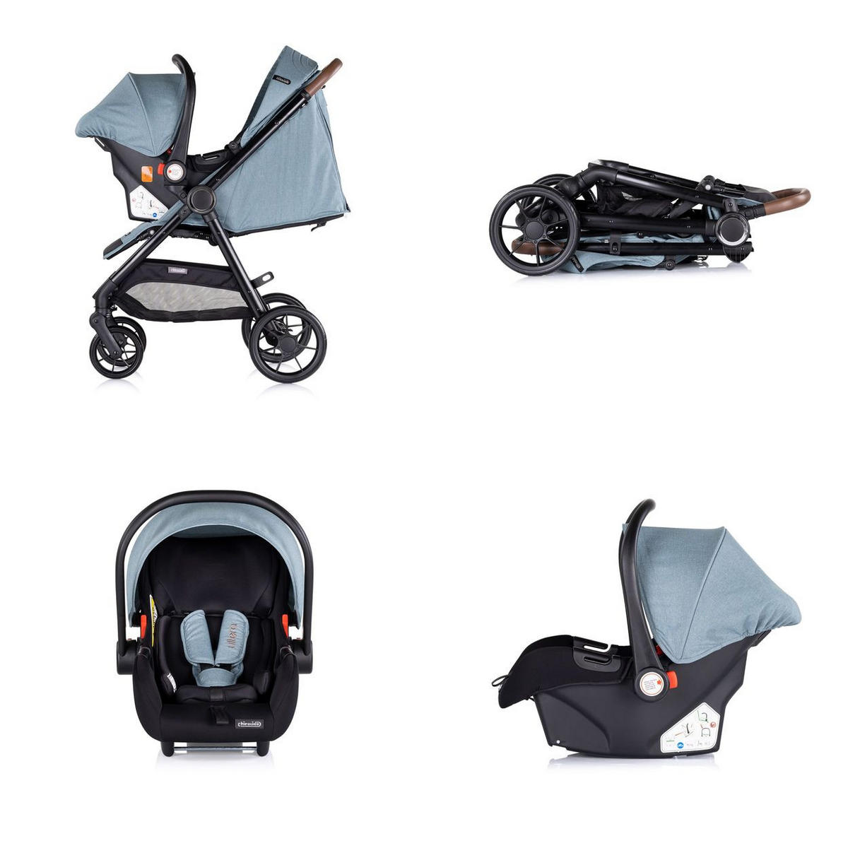 KOMBIKINDERWAGEN Ultera 3 in 1 hellblau Babyschale Fußabdeckung klappbar Korb - Blau, Metall (75/56/102cm) - Chipolino