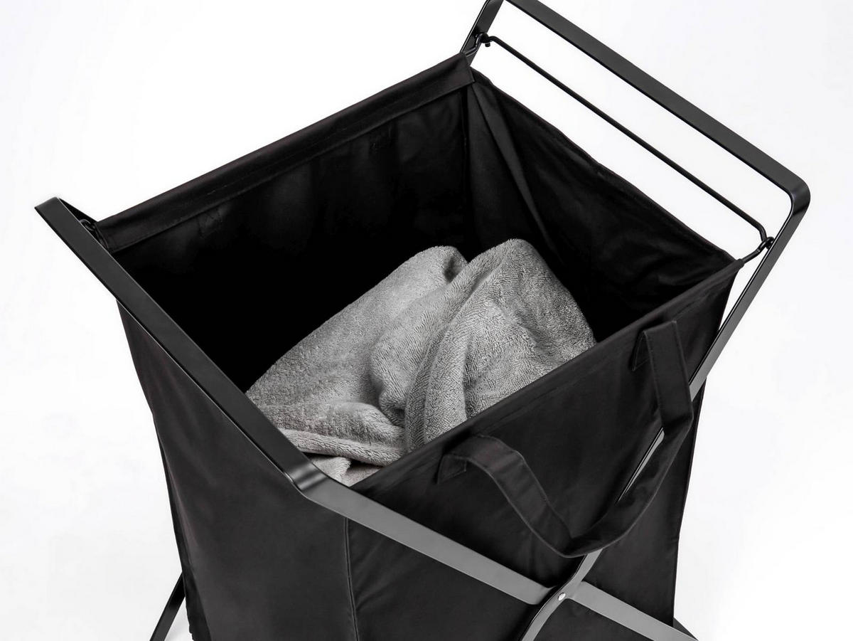 WÄSCHESAMMLER Tower schwarz 37/49/64 cm - Schwarz, Metall (49/64/37cm) - Yamazaki