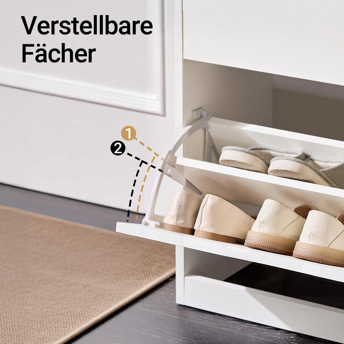 SCHUHSCHRANK Weiß - Weiß, Holzwerkstoff (60/90/30cm) - SoBuy