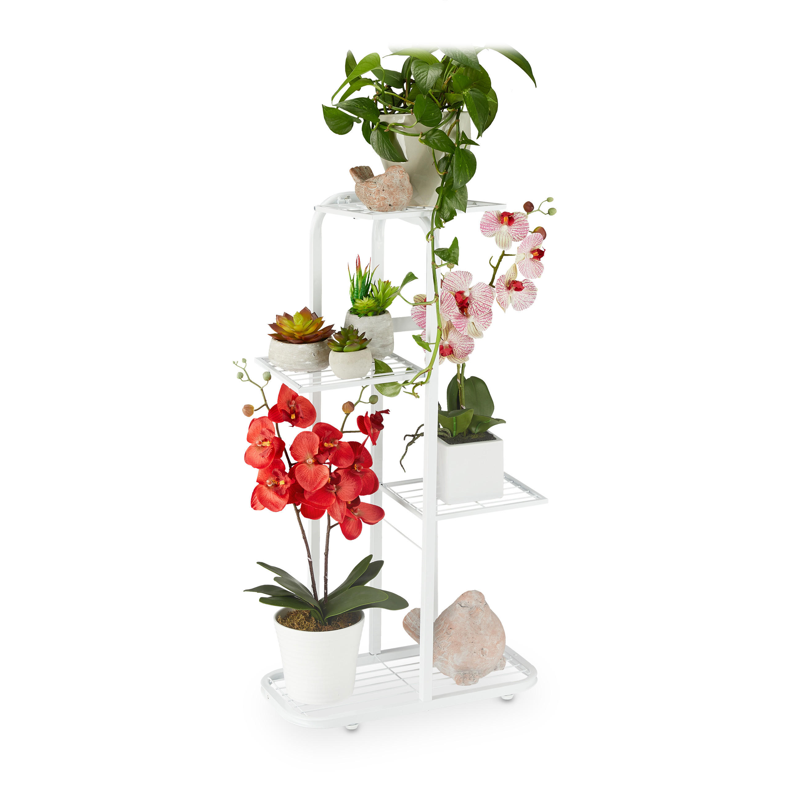 BLUMENTREPPE - Weiß, Metall (44/81/24.5cm) - Relaxdays
