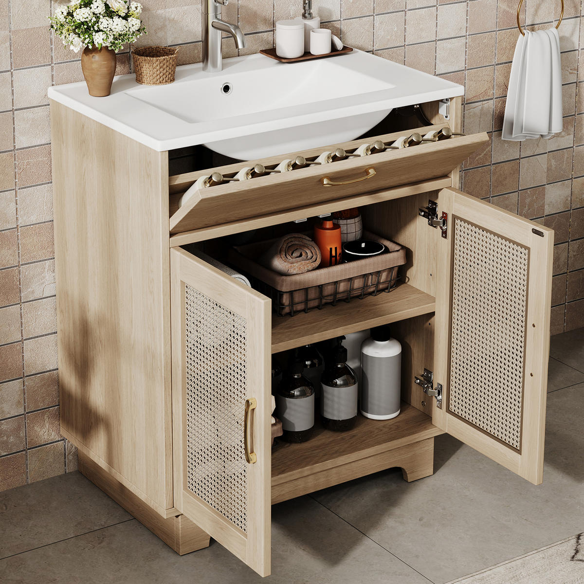 WASCHTISCH Naturfarben 76/46/88 cm - Naturfarben, Holz (76/88/46cm) - PANGIVO