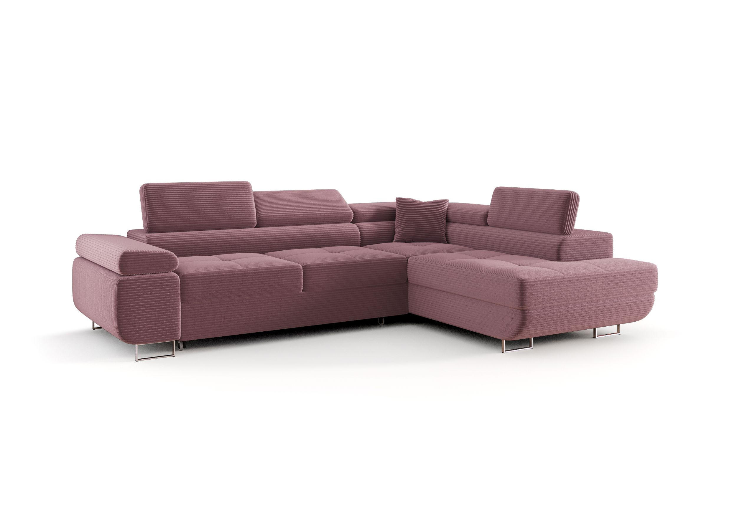 ECKSOFA EMILY mit Schlaffunktion Poso 130 Rechts - Flieder, Textil (275/200cm) - Bedante
