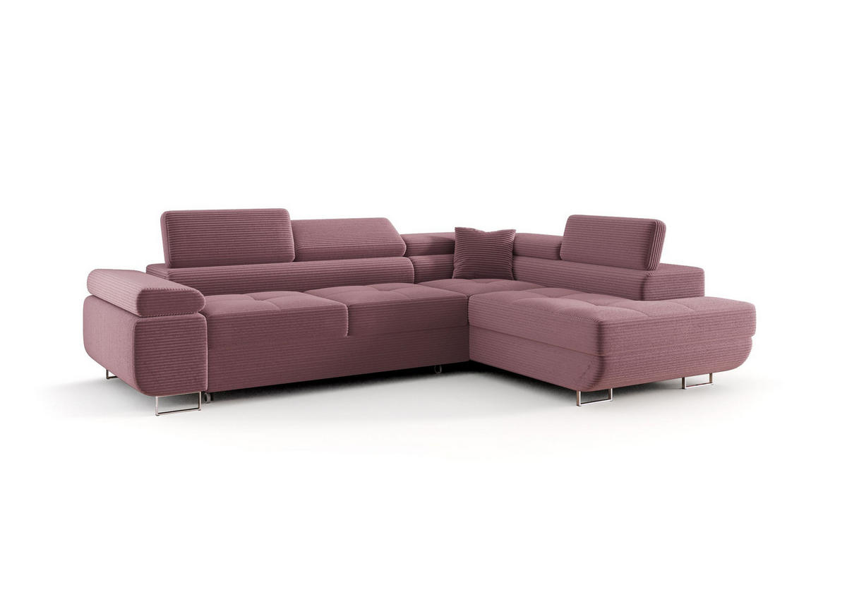 ECKSOFA EMILY mit Schlaffunktion Poso 130 Rechts - Flieder, Textil (275/200cm) - Bedante