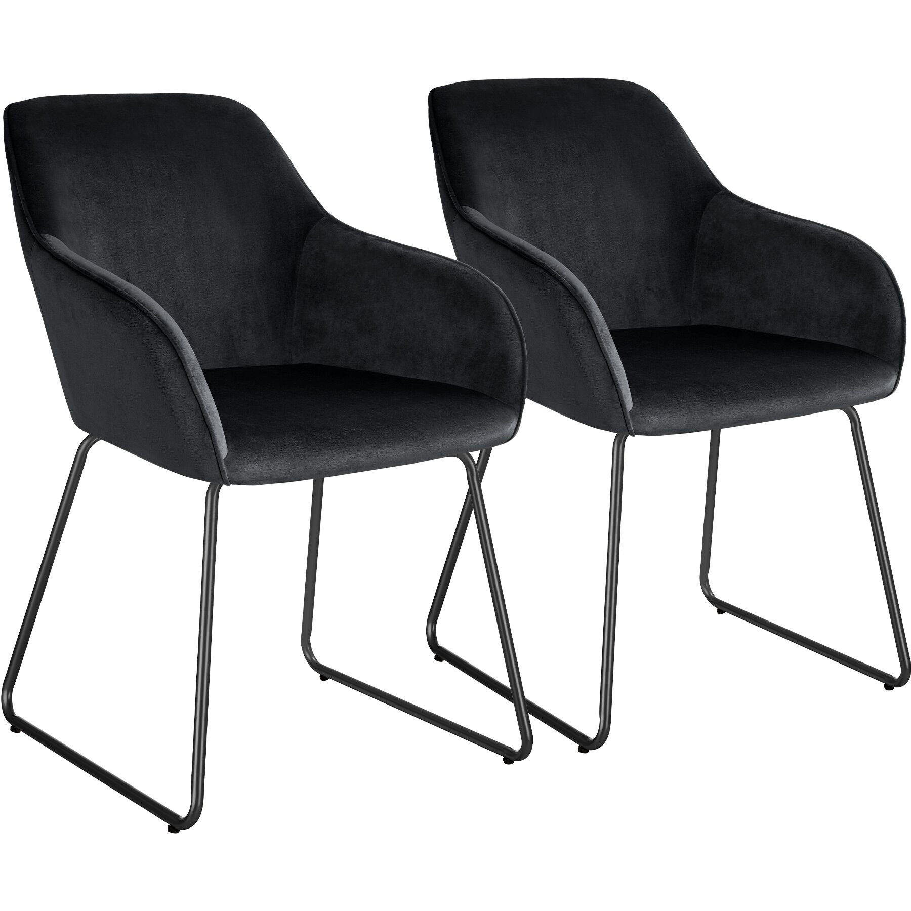 ESSZIMMERSTUHL Jeane,57 x 61 x 85,5 cm, Belastbarkeit 120 kg,Samtoptik schwarz/schwarz - Schwarz, Kunststoff (57/85.5/61cm) - tectake