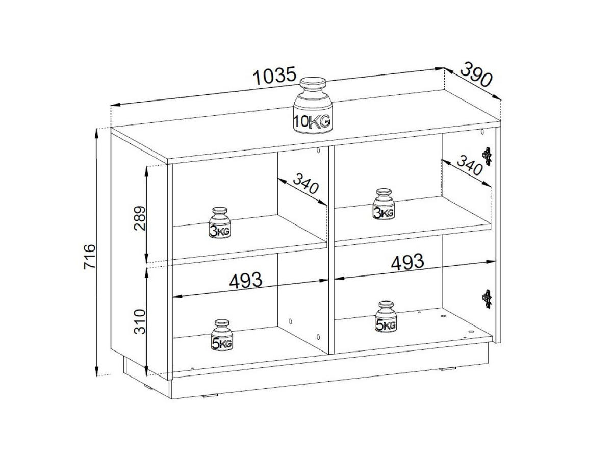 KOMMODE Roy 104 Weiß, mit geriffelter Front - Weiß, Holzwerkstoff (104/72/39cm) - Bettso
