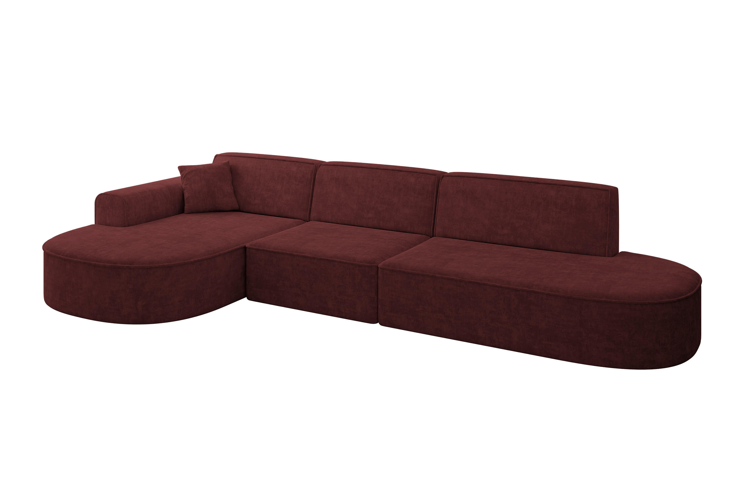 ALTDECOR ROHOVÁ SEDAČKA s otomanem vlevo MARI-L2 – 328 × 171 × 79 cm, bordó, velur
